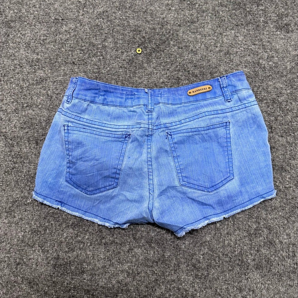 RanBeeri Shorts Womens Size 28 Blue Denim Mid Rise Raw Hem Casual Summer 68412